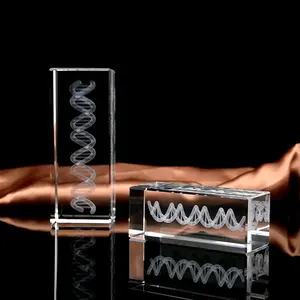 תפור לפי מידה DNA 3d לייזר חריטת קריסטל, 3d לייזר קריסטל קוביית משקולות נייר מתנות