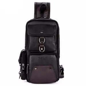 VICUNA POLO Trendige Brusttasche mit Vordertasche Neuerscheinung Casual PU-Leder Große Schwarze Umhängetasche Herrentasche - Product Image 1