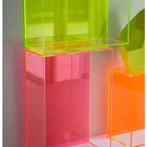 Neon treo Acrylic Beanie bé hiển thị hộp tường Acrylic Bộ sưu tập hiển thị trường hợp huỳnh quang Neon màu vàng bóng hộp - Product Image 5