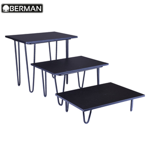 Catering equipment buffet ware soporte elevador de pasteles de madera negro, elevador de buffet de madera de 3 niveles evelación para restaurante - Product Image 6