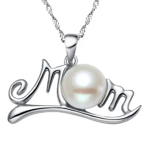 草石新款时尚礼物妈妈人造珍珠项链925银珍珠项链