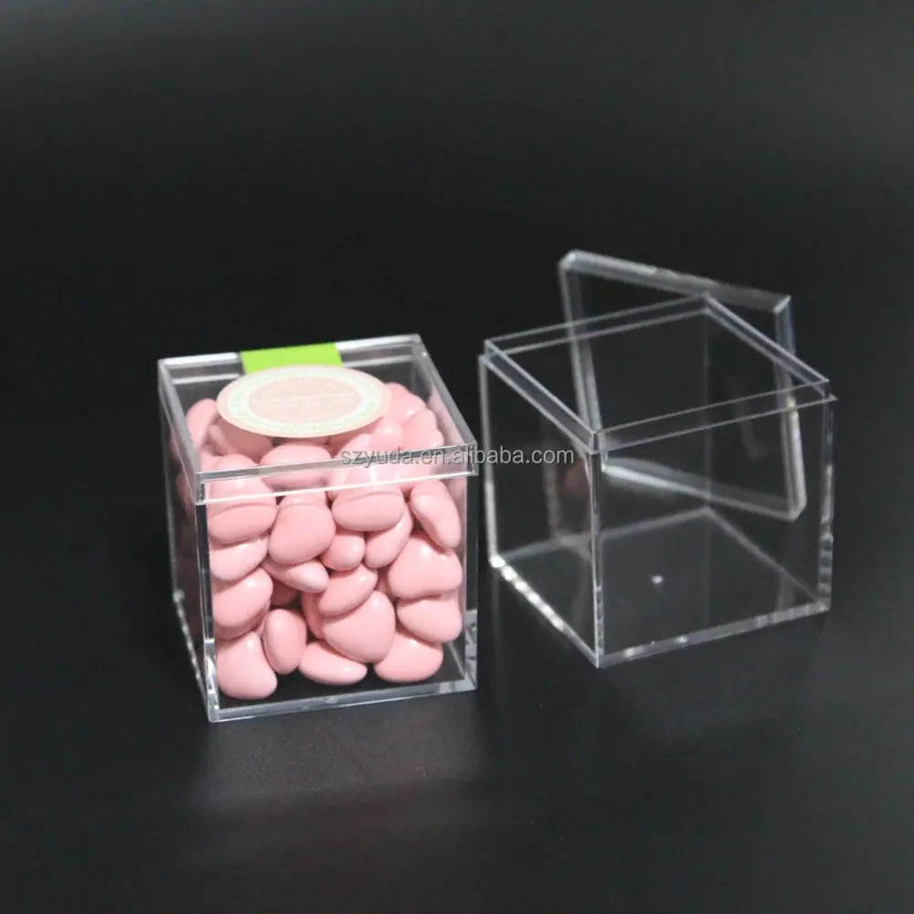 透明なアクリルキャンディーキューブ透明な注入プラスチックの好意ボックスクリスマスキャンディーボックスゲストのための結婚式のキャンディーギフトボックス