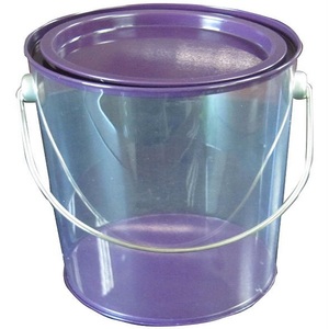 Custom printing clear candy plastic buckets with lids and handle