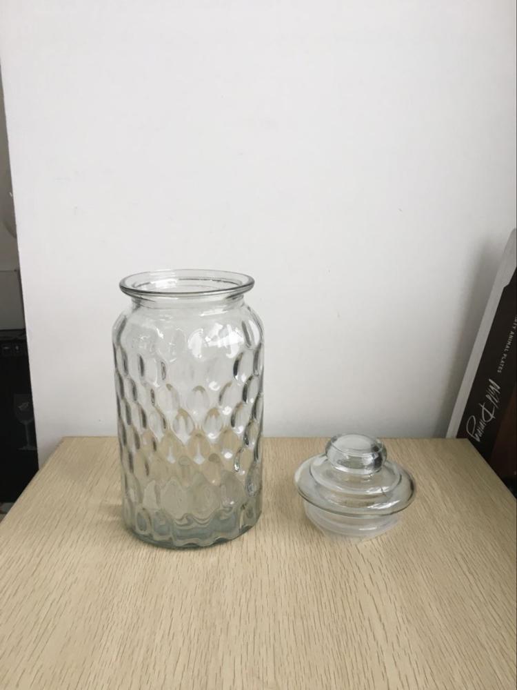 Custom Embossment Tea Coffee Food Healthy Glass Storage Jar With glass Lid