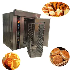 熱風ロータリー電気クッキーベーキングオーブンとパンカート付き工業用パンベーキングオーブン機械