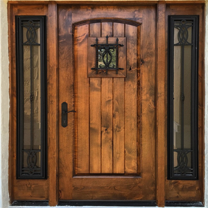 Paneles de <span class=keywords><strong>Puerta</strong></span> de <span class=keywords><strong>Madera</strong></span> y Vidrio Aislantes para Villa con Diseño Elegante y Dos Luces Laterales - Product Image 3