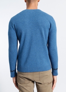 100% <span class=keywords><strong>Pull</strong></span> tricoté en laine d'agneau <span class=keywords><strong>à</strong></span> col rond en jacquard personnalisé pour hommes - Product Image 3