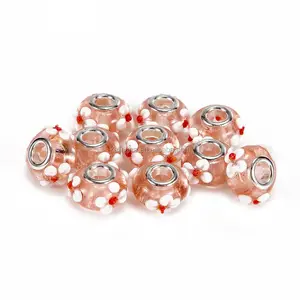 热卖 Murano Lampwork 10 pcs Light Rose Color 玻璃珠松散珠子