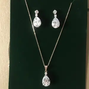 High quality stone wedding CZ necklace set