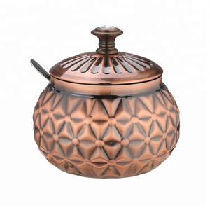 Pot à sucre et à sel en acier inoxydable avec cuillère et couvercle, motif peinture arabe colorée, design avec un petit espace - Product Image 3