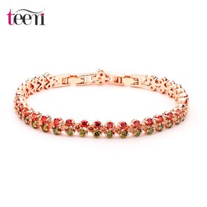 Teemi 2015 nuevo oro de Rose plateado clásico Roma 3Row Multi Cubic pulsera circón pavimentada Mujeres Moda Nupcial joyería - Product Image 1