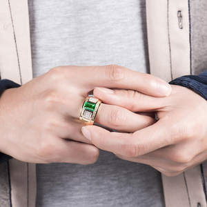 Pulma ehteid all'ingrosso trendy 1.38ct anello di pietre preziose di smeraldo verde naturale gioielli in oro giallo 18 carati