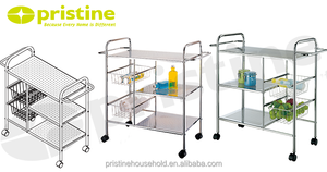 OEM 3-Tier Metal Foldable Home Organizer Best Taiwan Household Storage Furniture Kitchen <b>Trolley</b> with Standing Type Installation - Product Image 4