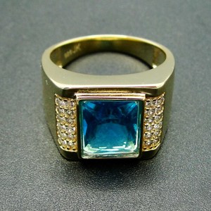 <span class=keywords><strong>Anillo</strong></span> de Hombre de Plata 925 Chapado en Oro <span class=keywords><strong>Amarillo</strong></span> <span class=keywords><strong>con</strong></span> <span class=keywords><strong>Topacio</strong></span> Azul, <span class=keywords><strong>Anillo</strong></span> Sencillo Personalizado para Joyería al por Mayor - Product Image 4