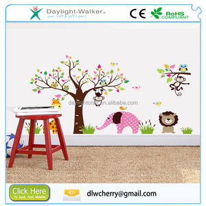 Casa etiqueta moda niños <span class=keywords><strong>selva</strong></span> OEM colorido grande vinilo removible / pvc etiqueta de la pared - Product Image 1