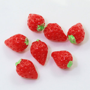 Kawaii Merah Muda 3d Simulasi Stroberi Resin Buah Kawaii Cabochon Jimat Liontin untuk Diy Pembuatan Kalung - Product Image 1