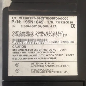 Danfoss Omvormer VLT2822PT4B20STR0DBF00A00C0 P/N: 195N1049 Drive Hoge Kwaliteit Echt