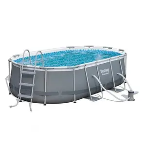 Bestway 56448 Piscine ovali fuori terra in plastica con struttura in acciaio per famiglie piscina all'aperto per adulti