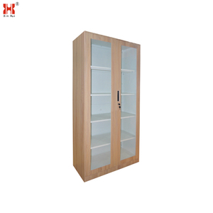 ตู้เก็บของเหล็กแบบมีประตูกระจกด้านหน้าสำหรับใช้ในสำนักงาน ดีไซน์พิเศษ ลายไม้ - Product Image 3