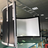 Écran de projection incurvé à cadre fixe 180 degrés avec support de projecteur