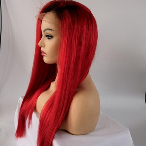 Perruques en dentelle à livraison rapide, couleur rouge, cheveux européens, perruque en dentelle complète, prix d'usine, perruque en dentelle frontale en cheveux humains - Product Image 6
