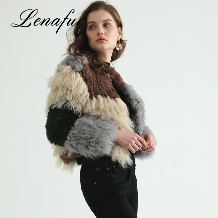 最新スタイルの冬の短いウサギの服羊の毛皮のコートの女性