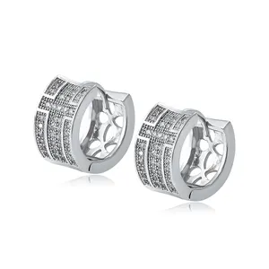 98570 xuping wholesale 925 sliver color hoop earrings zircon Micro pave huggie earring jewelry