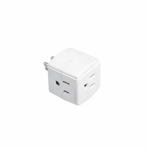 3 Outlet Wall Adapter Tap , 3-Prong Portable Travel Mini Plug Grounded Indoor AC Outlet, ETL Listed