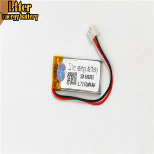 Plugue 2.0-2 P 602035 600 mah 3.7 v Recarregável lipo bateria solar bateria de lítio polímero de iões de lítio com PCM - Product Image 3
