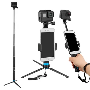 Hot Sport Camera Accessories Aluminum Selfie Monopod Stick Extendable Handheld Pole for Go Pro Hero8 and DJI Osmo Action cameras