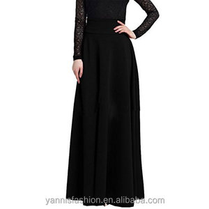 Yannisfahion alta cintura plisado elegante falda <span class=keywords><strong>vino</strong></span> rojo negro larga de Color sólido Mujer Faldas 5XL Plus tamaño E7419 - Product Image 2