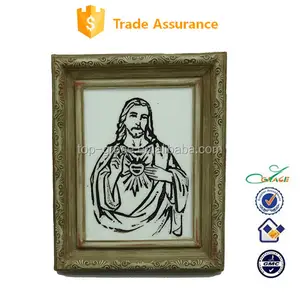 스케치 패턴 홈 예술 수지 예수 초상화 종교 프레임 벽 플라크