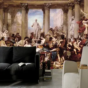 Ruang Hotel Lukisan Mitologi Yunani Kertas Dinding Latar Belakang Ruang Tamu Mural Wallpaper