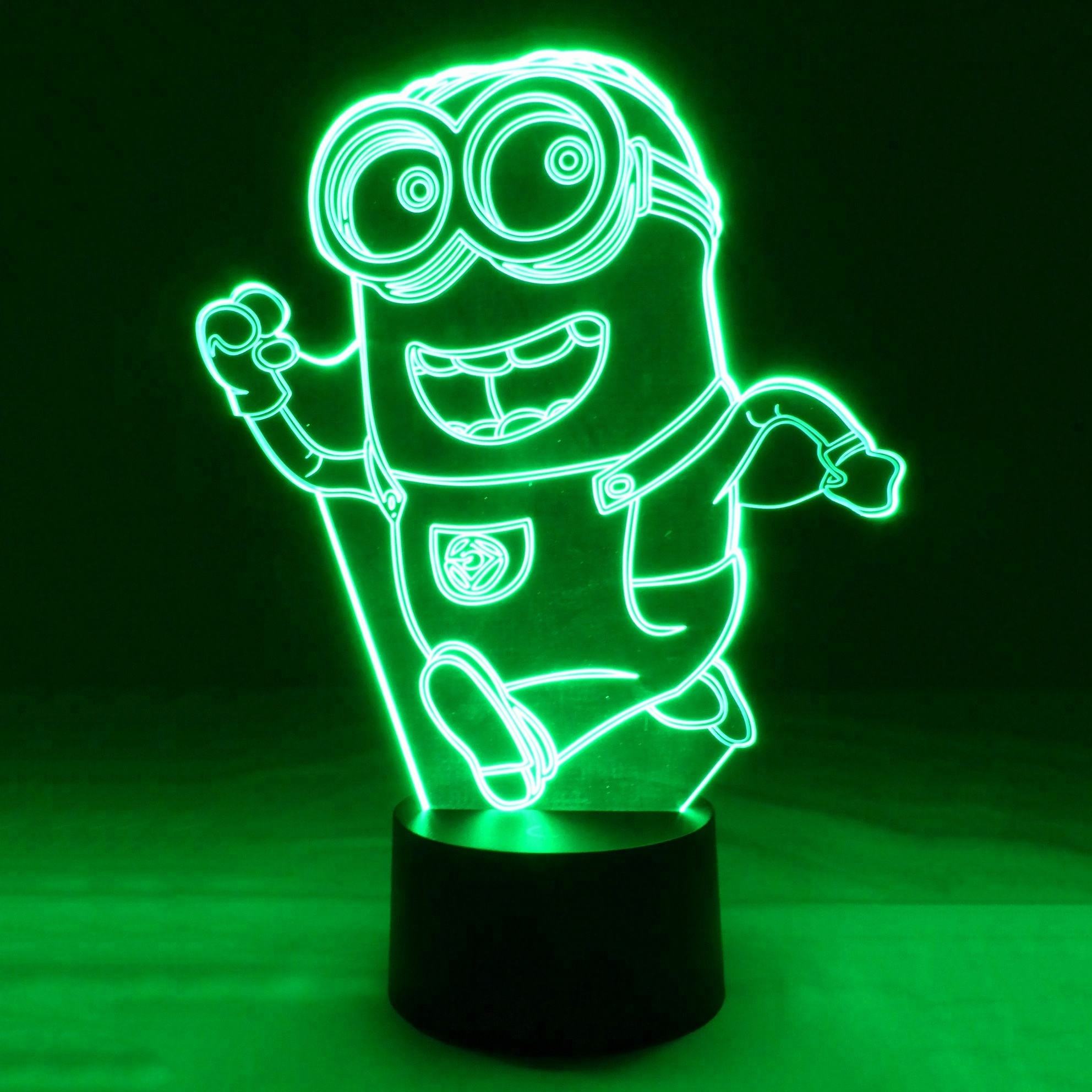 7色変化するベビーナイトライト電球LEDランプ照明3Dランニングミニオン