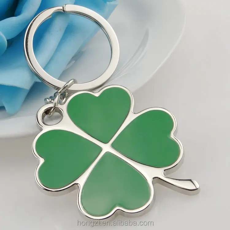 Edelstahl Hoher Qualität Green Leaf Keychain Mode Kreative Schöne Vier Kleeblatt Stahl Glück Schlüssel Kette Schmuck Schlüsselring auto