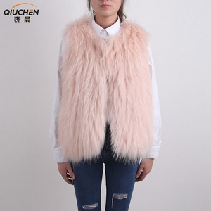 Nouvelle Mode Sans Manches Super Chaud Femmes Argent Fourrure De <span class=keywords><strong>Renard</strong></span> Gilet fourrure de raton laveur parka manteau <span class=keywords><strong>renard</strong></span> - Product Image 1
