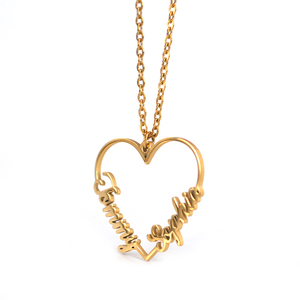 Collane da Donna in Acciaio Inossidabile Placcato <span class=keywords><strong>Oro</strong></span> <span class=keywords><strong>con</strong></span> Ciondoli a Forma di Cuore e Iniziali - Product Image 4