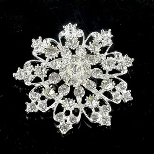 Broches para noivas, broches vintage de floco de neve, cristais strass para casamento