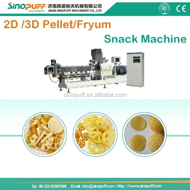 Alta eficiência sinopuff 3d pellet lanche maquinaria máquina de fabricação de linha