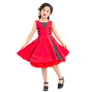 OEM Baby Girl Dress 1950s Dress Party Wear bambini abiti Vintage per ragazze bambini estate servizio OEM medio senza maniche formale - Product Image 1