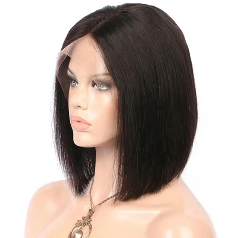 2019 ladies hairstyle human hair short bob lace front wig for black women