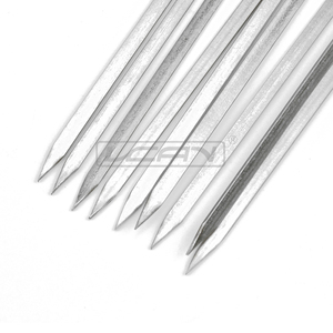 10 UNIDS Camping BARBACOA <span class=keywords><strong>Pinchos</strong></span> de Acero Inoxidable Palillos Parrilla Pinches de <span class=keywords><strong>Brochetas</strong></span> Con Anillo-Punta Mango - Product Image 3