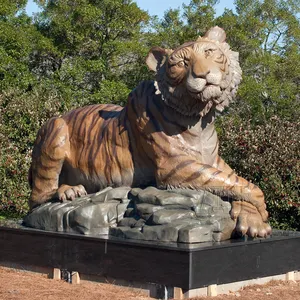 Haute Qualité Grande Taille de Vie Animale Bronze Statue de Tigre