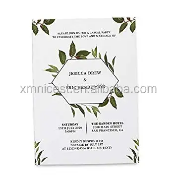 Tarjeta de invitación de boda de cartón blanco, diseño de plantilla gratis