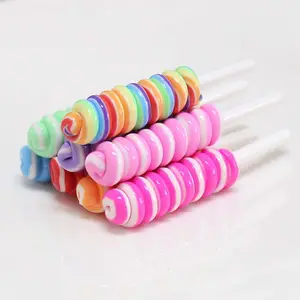 Wholesale 50*10ミリメートルSimulation Polymer Clay Rainbow Lollipop Candy For Kids Pendants