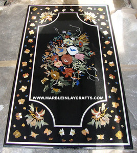 Pietra Dura Marble Inlay Dining Table Top, Marble Table Top - Product Image 1