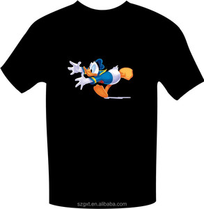 EL เสื้อยืดไร้สายมีไฟกะพริบ,เสื้อยืด <span class=keywords><strong>Led</strong></span> กระพริบพร้อมอินเวอร์เตอร์สำหรับงานเลี้ยงเปิดใช้งานด้วยเสียง