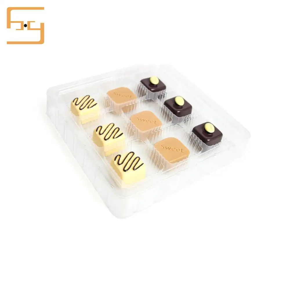 Bandeja de comida transparente personalizada, caja de embalaje de burbujas de Chocolate, bandeja de inserción