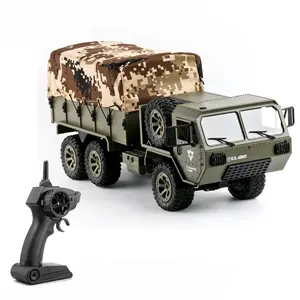 Grosir rc truk 6wd-2.4G Skala Penuh RC Truk Militer 6WD Truk Pickup dengan Pintu Terbuka Kami Tentara Truk RC Crawler untuk anak-anak