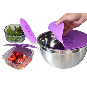 <span class=keywords><strong>Tapas</strong></span> de silicona <span class=keywords><strong>Gourmet</strong></span> alimentos cubre sello de succión de la funciona en tazas, cuencos, ollas y recipientes, grupos 4 - Product Image 2